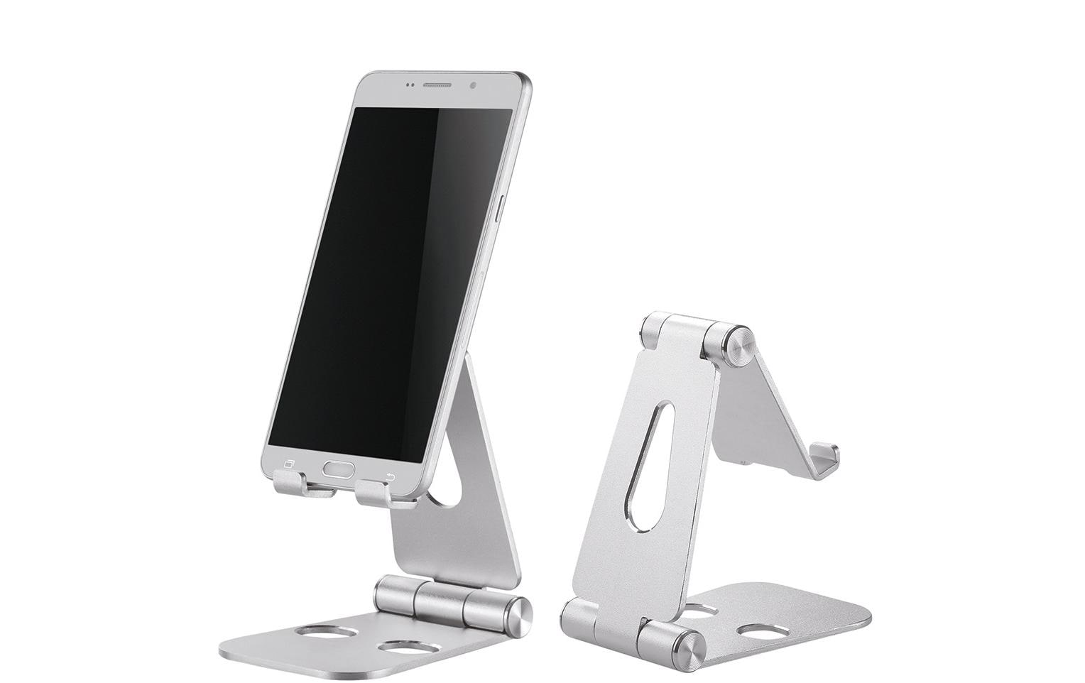 Neomounts Tischständer, faltbar, verstellbar – für Geräte bis 7" – Silber, Aluminium