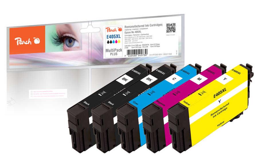 Peach Tintenpatronen-Multipack 405XL, Gelb, XL, 5er-Pack, Kompatibel – für Epson WorkForce WF-7310 und andere