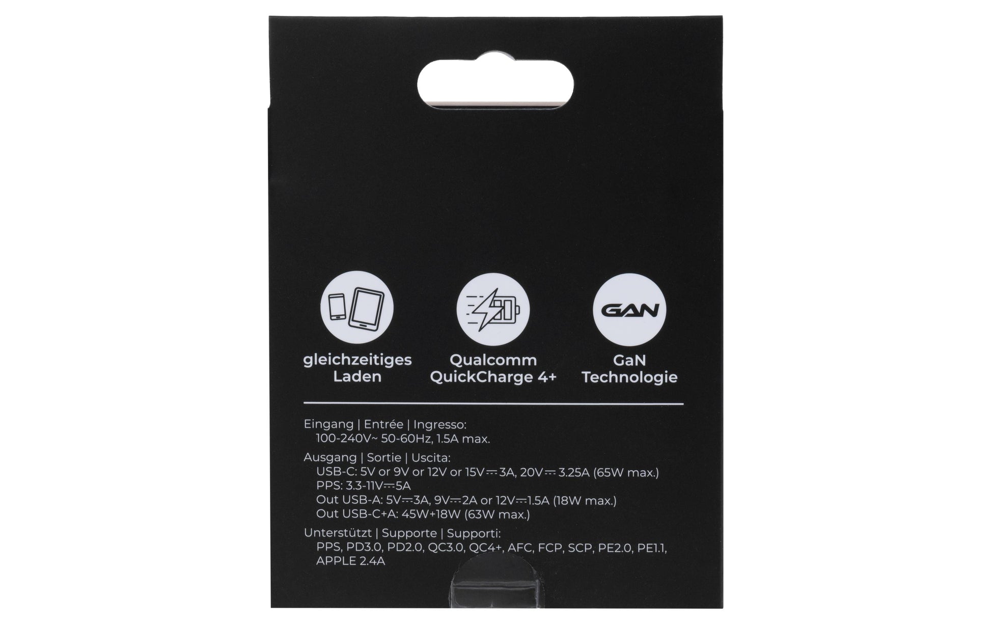 ONIT F01432 USB-Wandladegerät 65 W – USB-C×1, USB-A×1 – PD 3.1, PPS, GaN – EU-Stecker (Typ C) – Schwarz