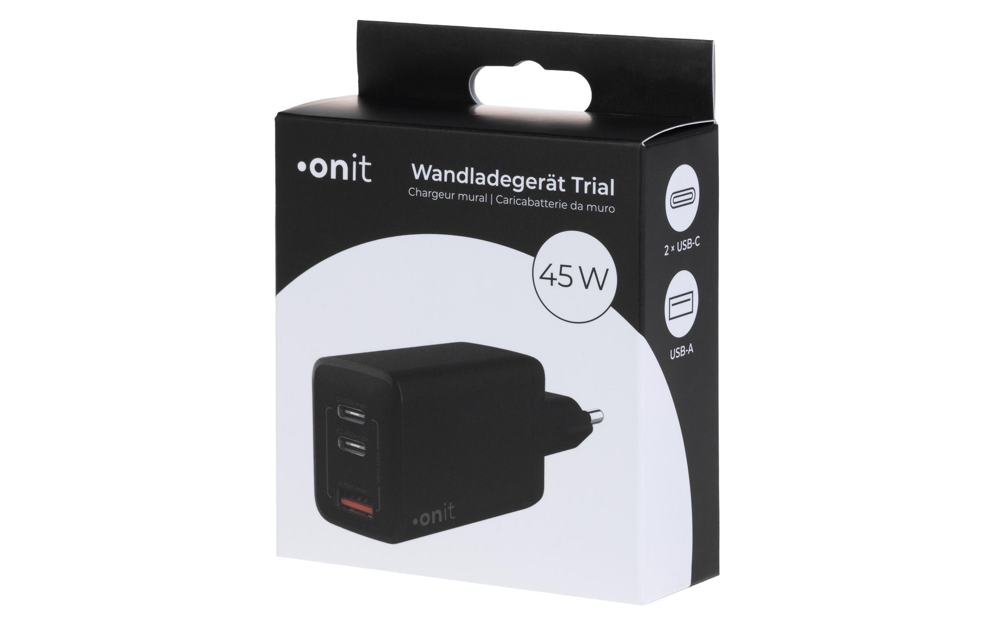 ONIT F01426 USB-Wandladegerät 120 W – USB-C×2, USB-A×1 – PD 3.1, PPS, GaN – Schwarz