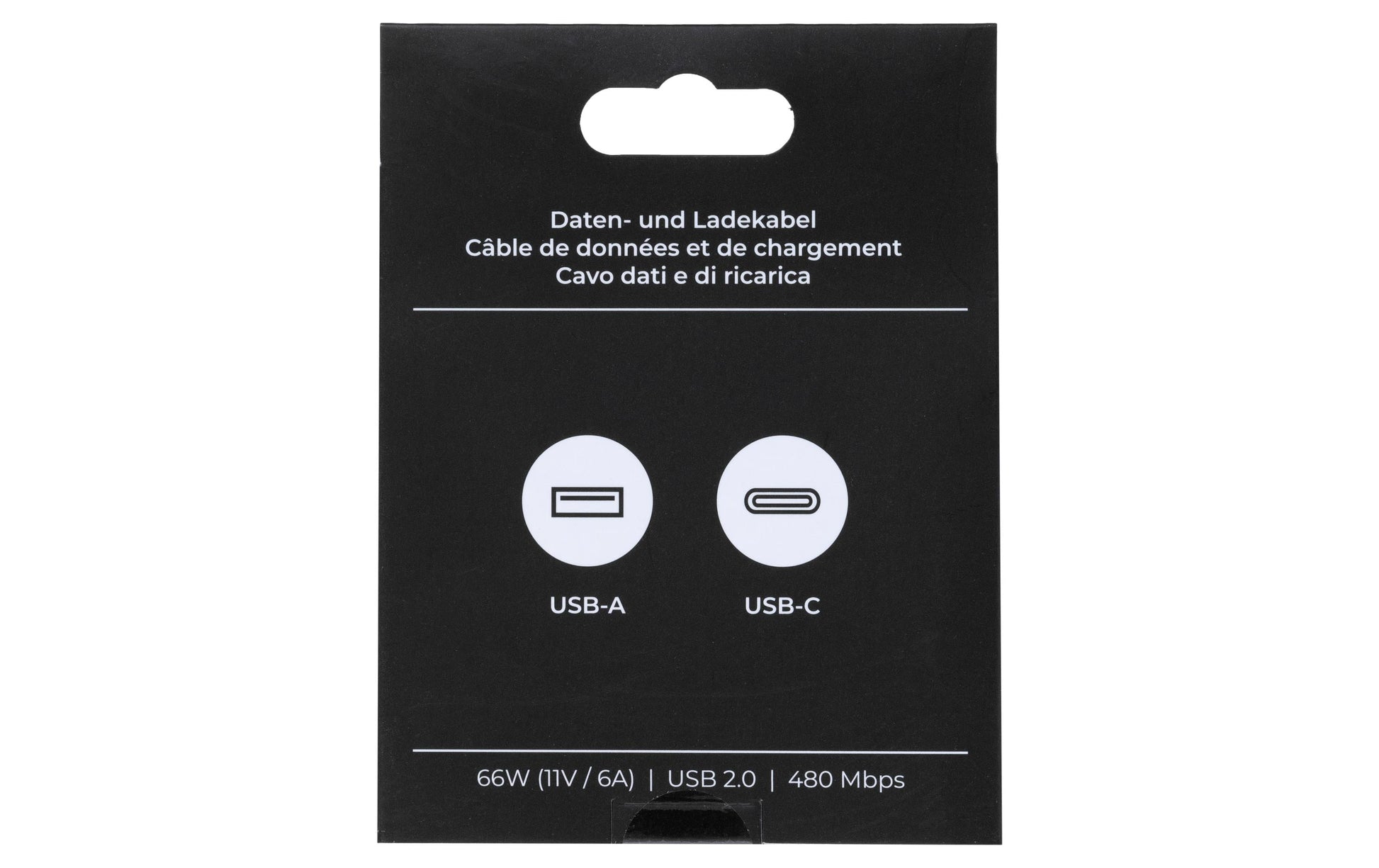 ONIT USB-Kabel – USB-A auf USB-C – USB 2.0 (480 Mbit/s) – 0,5 m – PD 66 W – Textilmantel – Schwarz