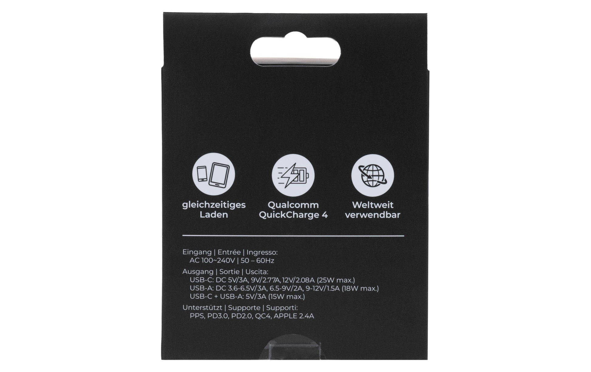 ONIT F01379 USB-Wandladegerät 25 W (USB-C) + 18 W (USB-A) – USB-C×1, USB-A×1 – PD, QC – Weiss