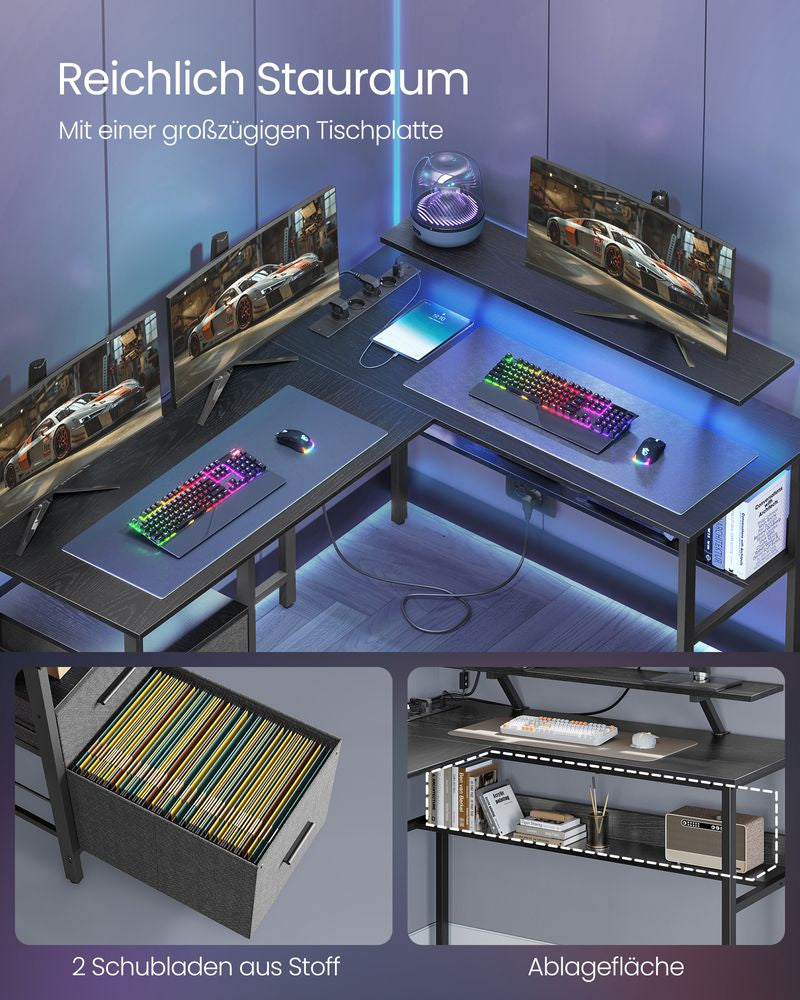 Vasagle LWD095B01 – Gaming-Tisch, 150 × 120 cm, schwarz