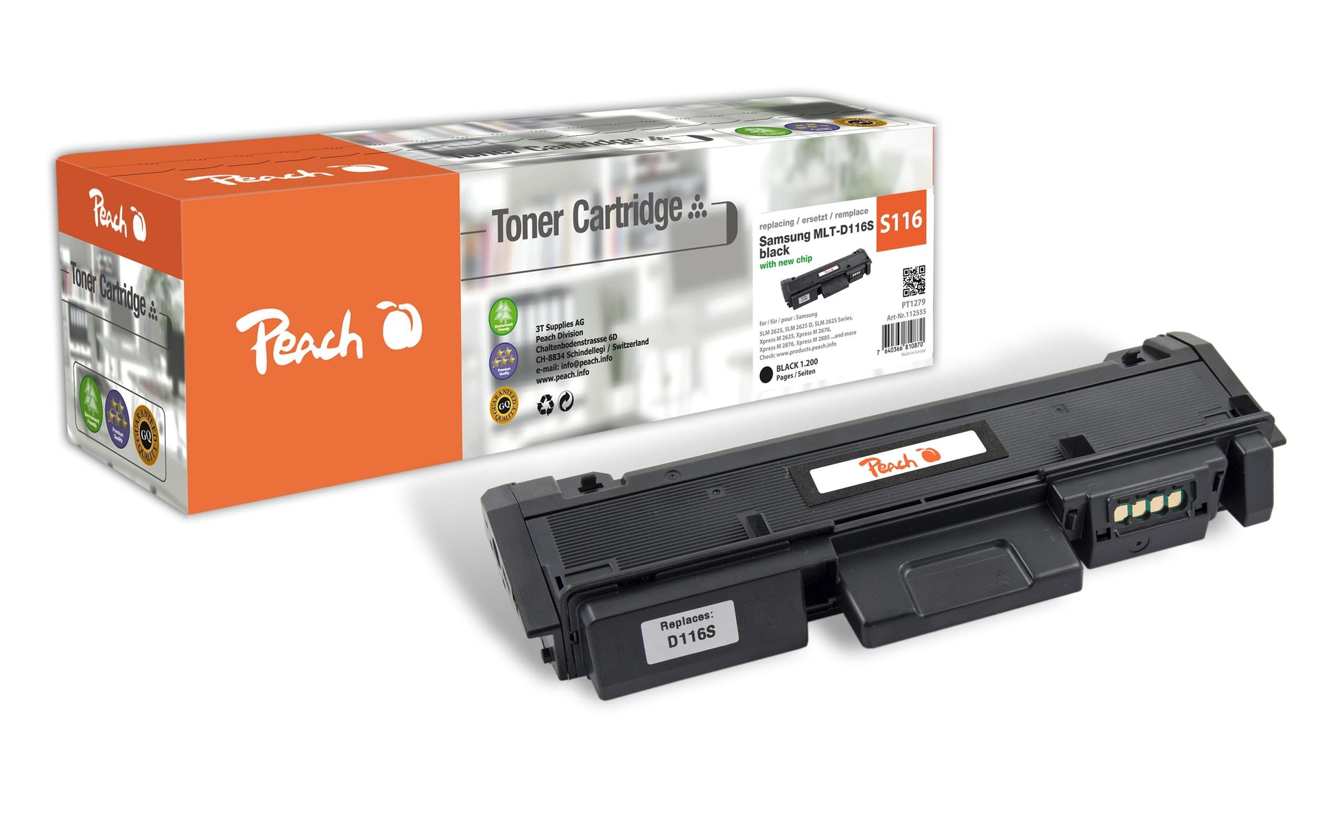 Peach MLT-D116S Schwarz Toner – Kompatibel – 1'200 Seiten – für Samsung SLM 2625/SLM 2625 D/SLM 2625 F