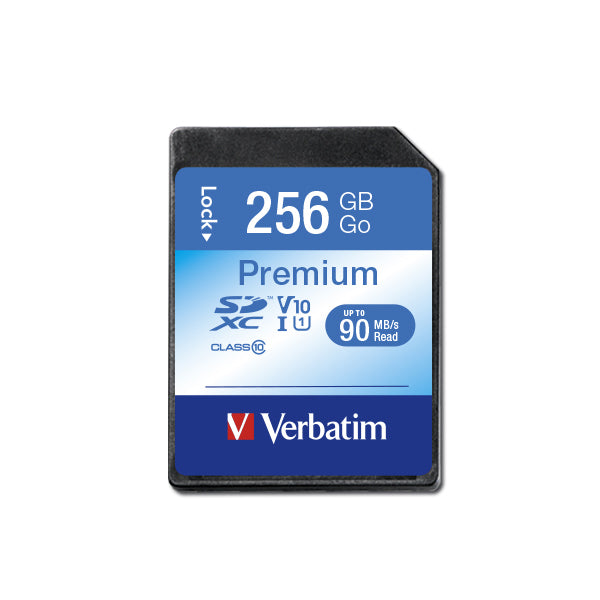 Verbatim SDXC-Karte – 256 GB, Klasse 10; Lesen 45 MB/s; Schreiben 10 MB/s