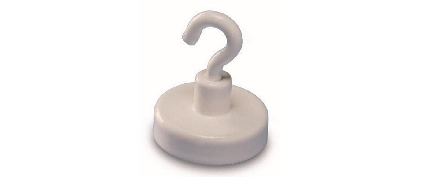 Magnetoplan Hakenmagnet – Ø 25 mm – 1 Stk., weiss