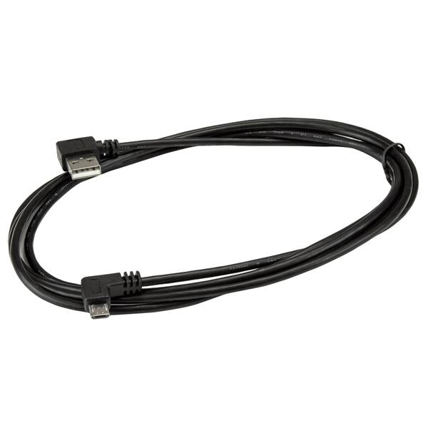 StarTech.com USB-A auf Micro-USB-B Kabel – USB 2.0 (480 Mbit/s) – 2 m – Abgewinkelt, PVC-Mantel – Schwarz