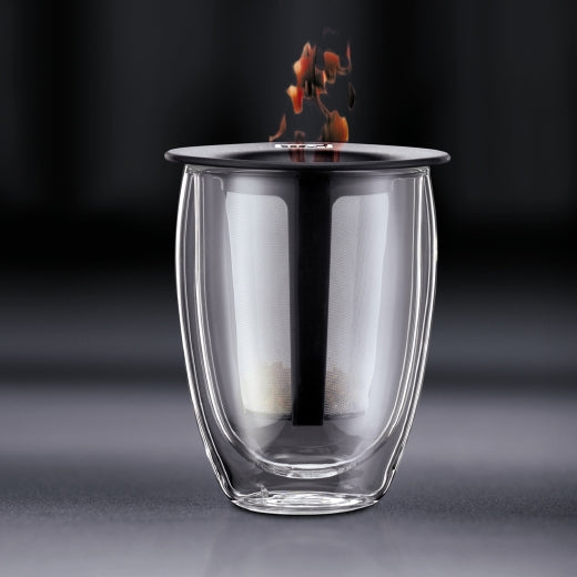 Bodum Teeglas TEA FOR ONE – 350 ml, Ø 9,6 cm, Borosilikatglas, mit Deckel, doppelwandig