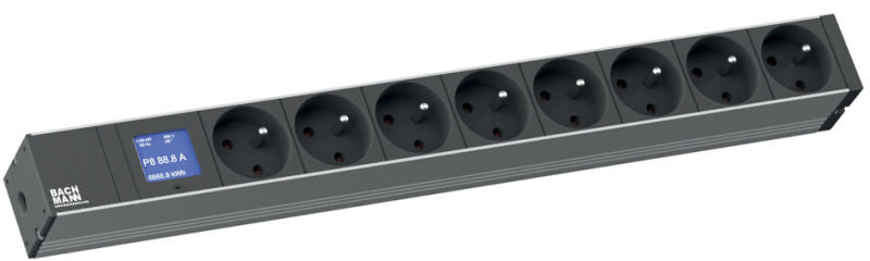 Bachmann BN0500 Rack-PDU – 1U, 8× UTE, Schutzkontakt (Winkelstecker), 230 V/16 A, 2 m, schwarz