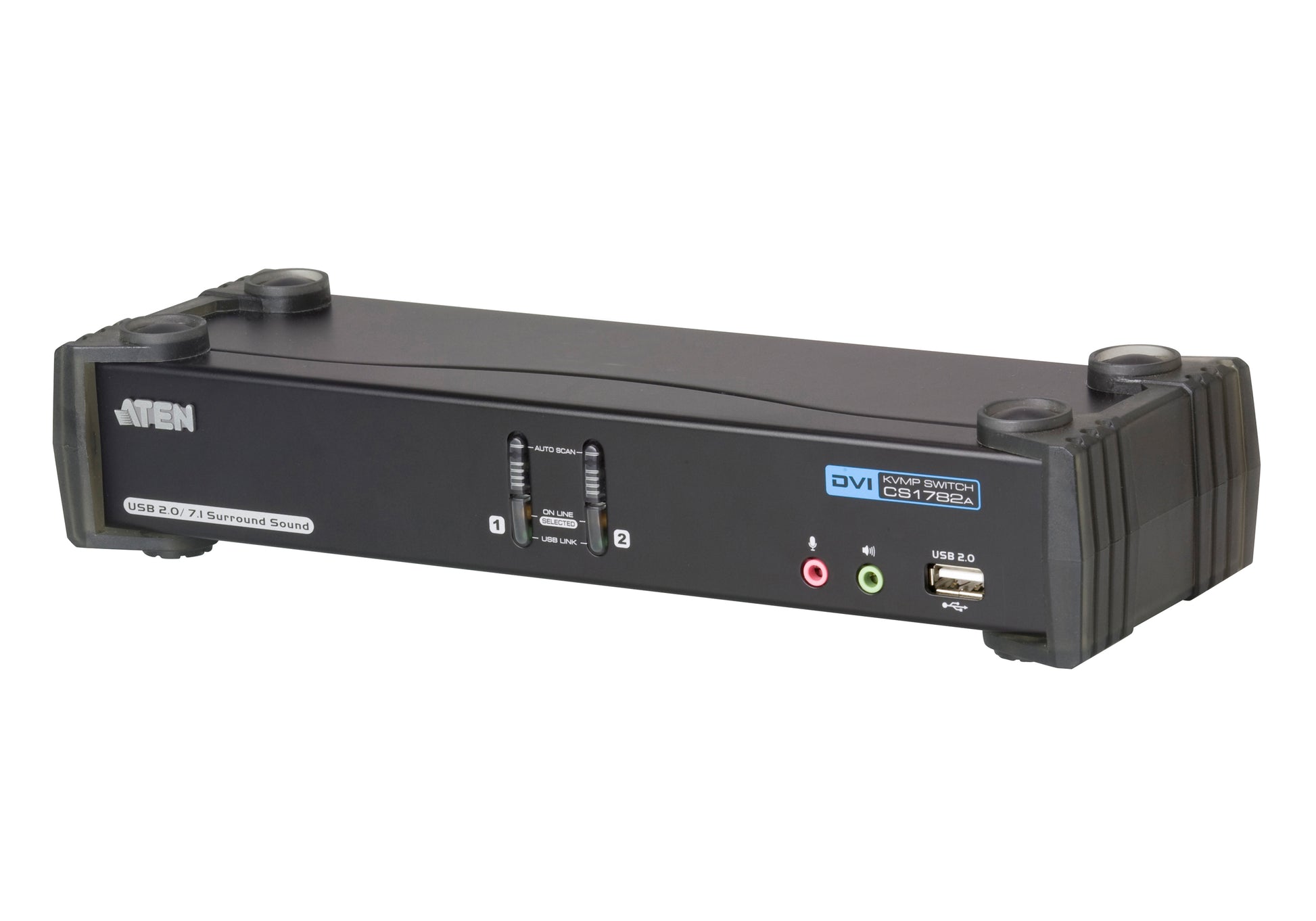 ATEN CS1782A – KVM-Switch 2×1, DVI-I/USB 2.0/3,5-mm-Audio, 2560 × 1600, USB-Hub, HDCP, 7.1-Audio, für Windows
