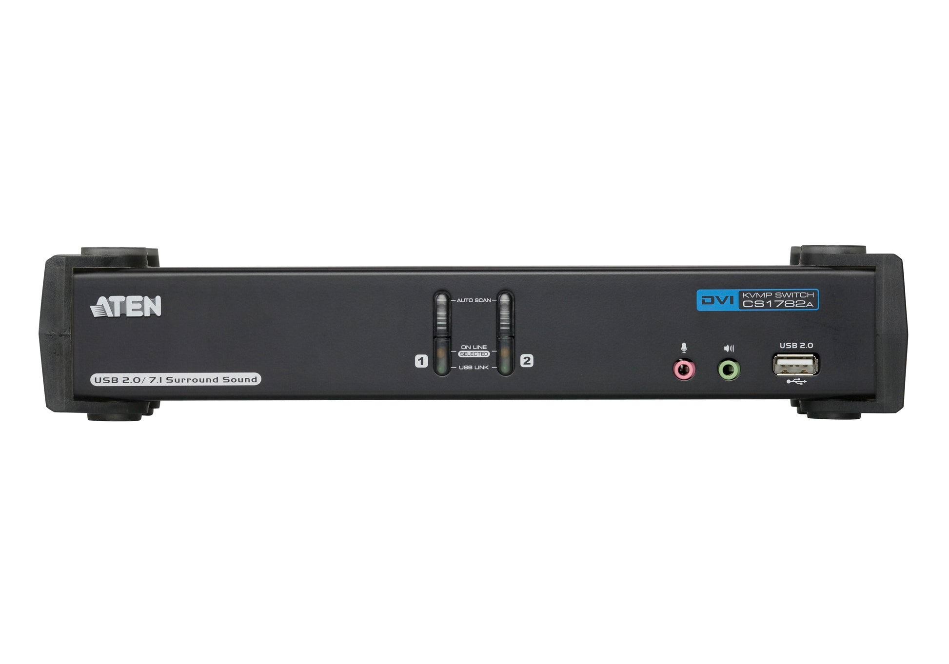 ATEN CS1782A – KVM-Switch 2×1, DVI-I/USB 2.0/3,5-mm-Audio, 2560 × 1600, USB-Hub, HDCP, 7.1-Audio, für Windows