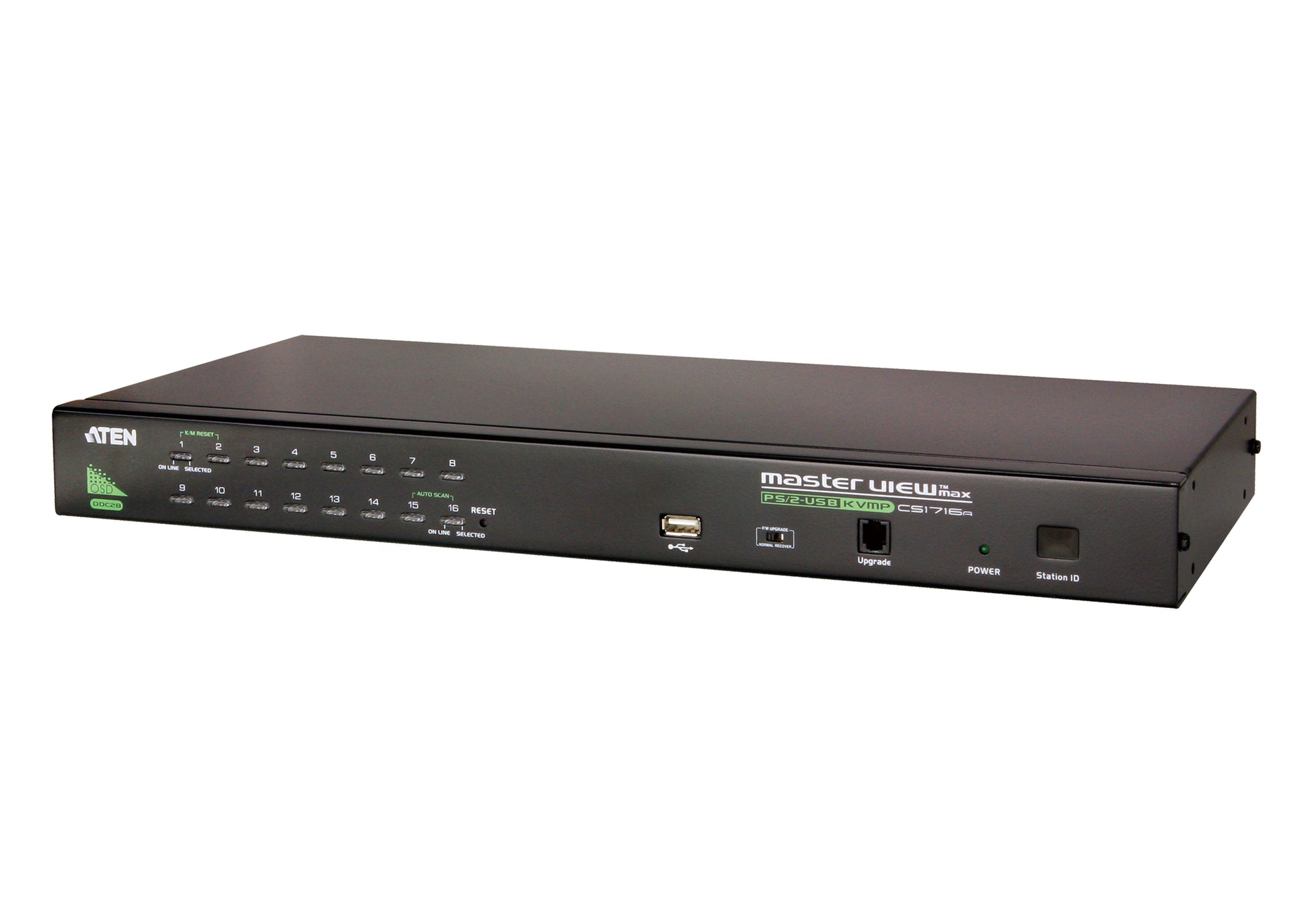 ATEN CS1716A – KVM-Switch (VGA, PS/2, USB) – 16×Computer, 19" Rack, 1U, Schwarz