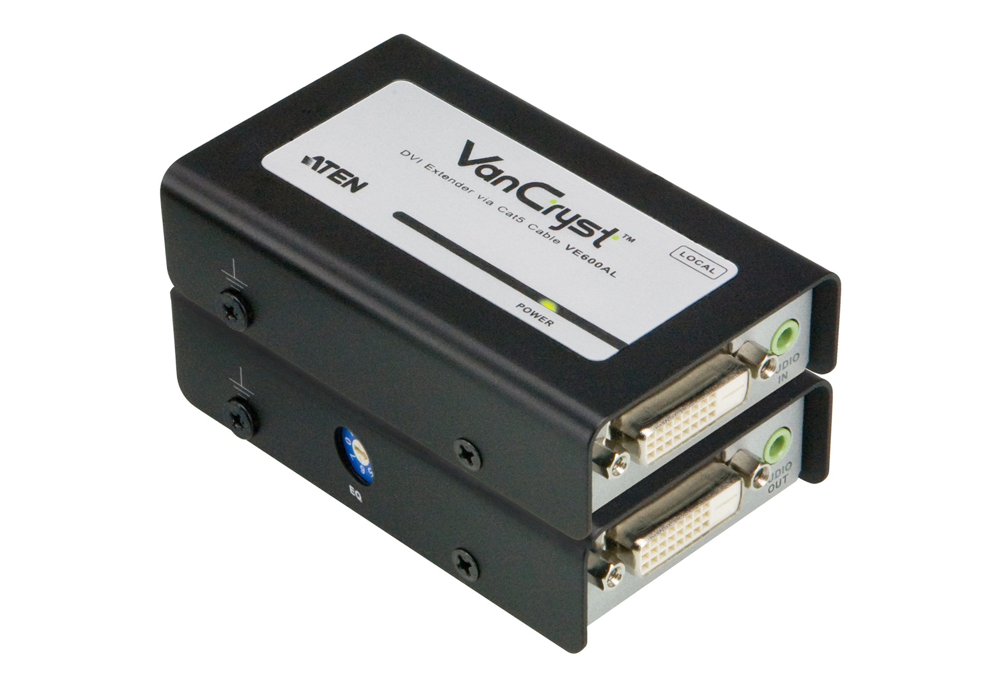 ATEN VE600A – DVI Extender-Set, über Cat5e, DVI Ein-/Ausgang, 1920×1200@60 Hz, 60 m, Stereo-Audio, IR, HDCP, Schwarz