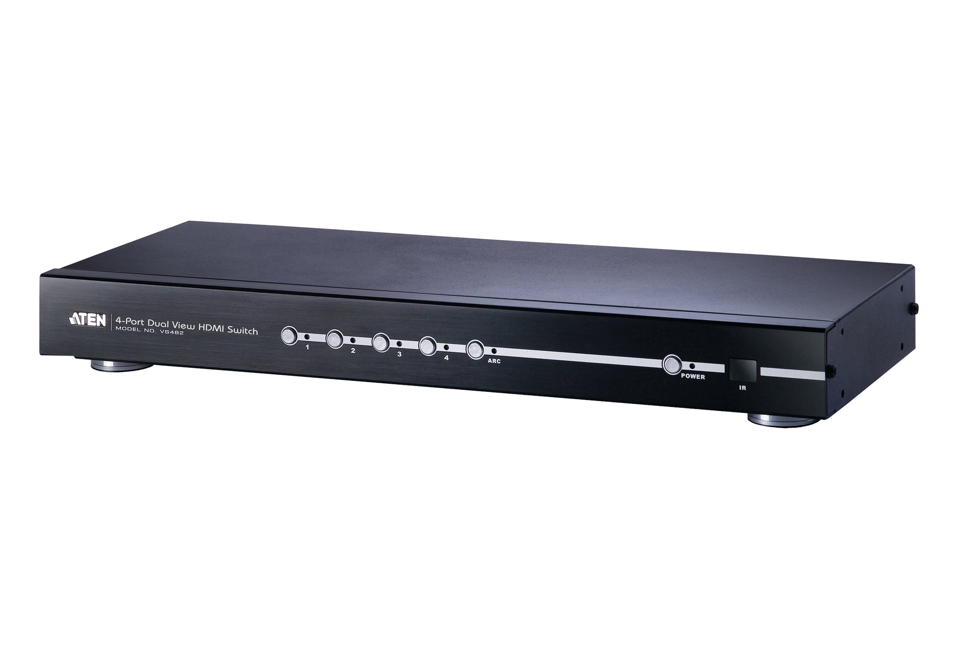 ATEN VS482-AT-G – HDMI-Switch – 4 Eingänge, 2 Ausgänge, Full HD – Schwarz, Metall