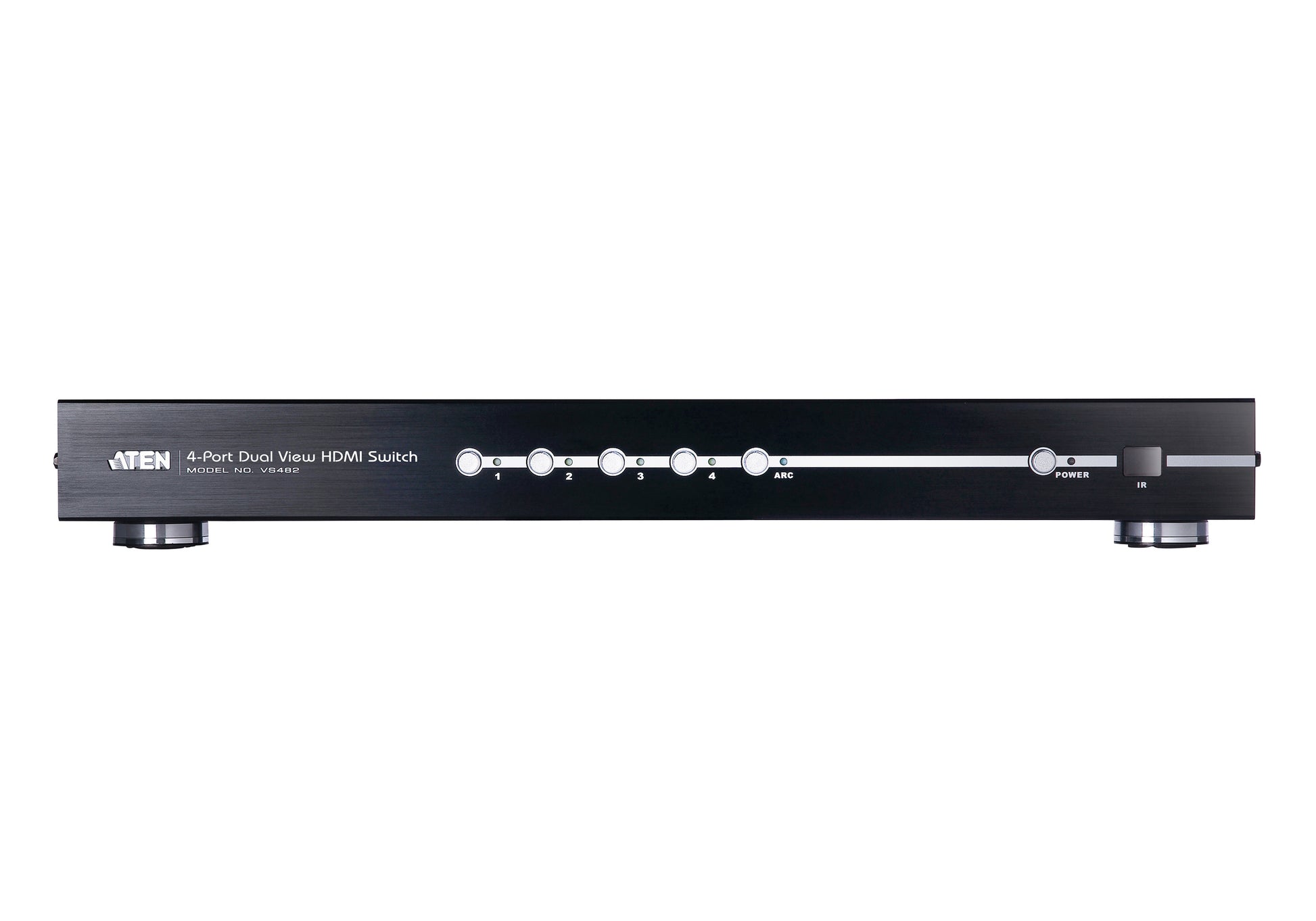 ATEN VS482-AT-G – HDMI-Switch – 4 Eingänge, 2 Ausgänge, Full HD – Schwarz, Metall