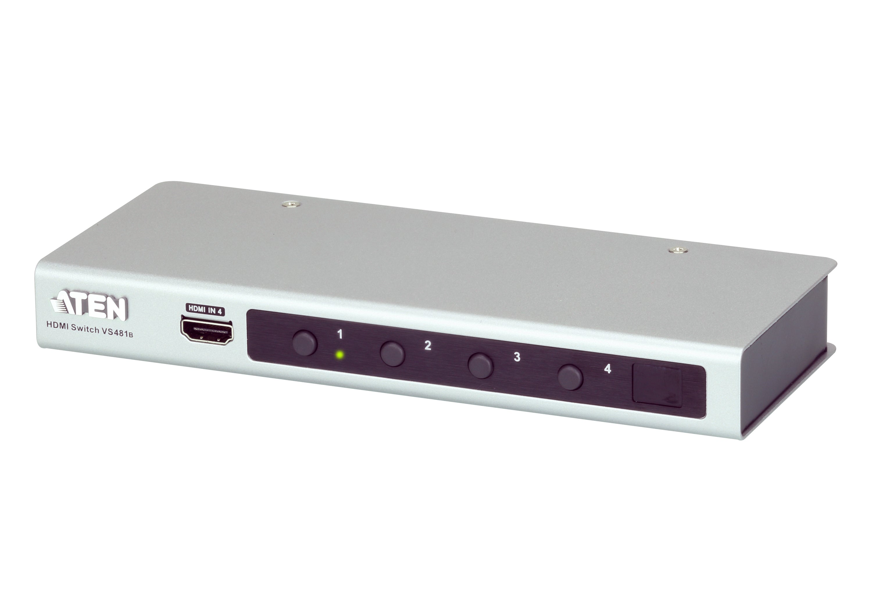 ATEN VS481B – HDMI-Switch – 4 HDMI-Eingänge, 1 HDMI-Ausgang, 4K UHD – Schwarz/Weiss, Metall