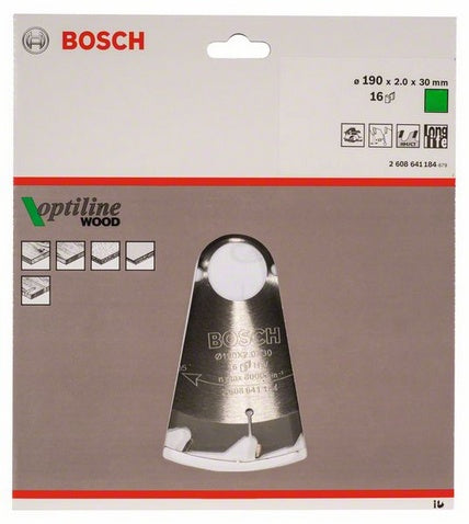 Bosch Optiline Wood Kreissägeblatt 190 × 30 × 2 mm, 16 Zähne – für Holz