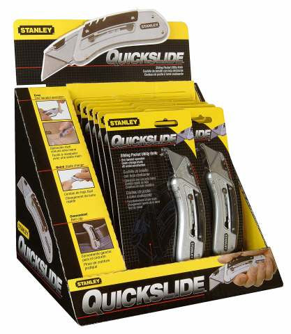 Stanley Quickslide – Einziehbares Abbrechmesser 19 mm, mit Sperre, Zink, Grau