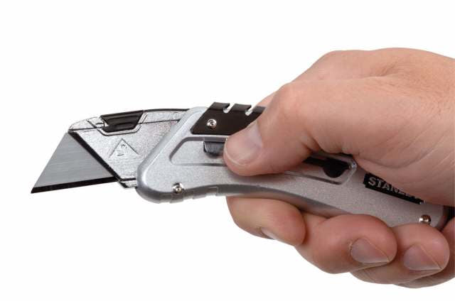 Stanley Quickslide – Einziehbares Abbrechmesser 19 mm, mit Sperre, Zink, Grau