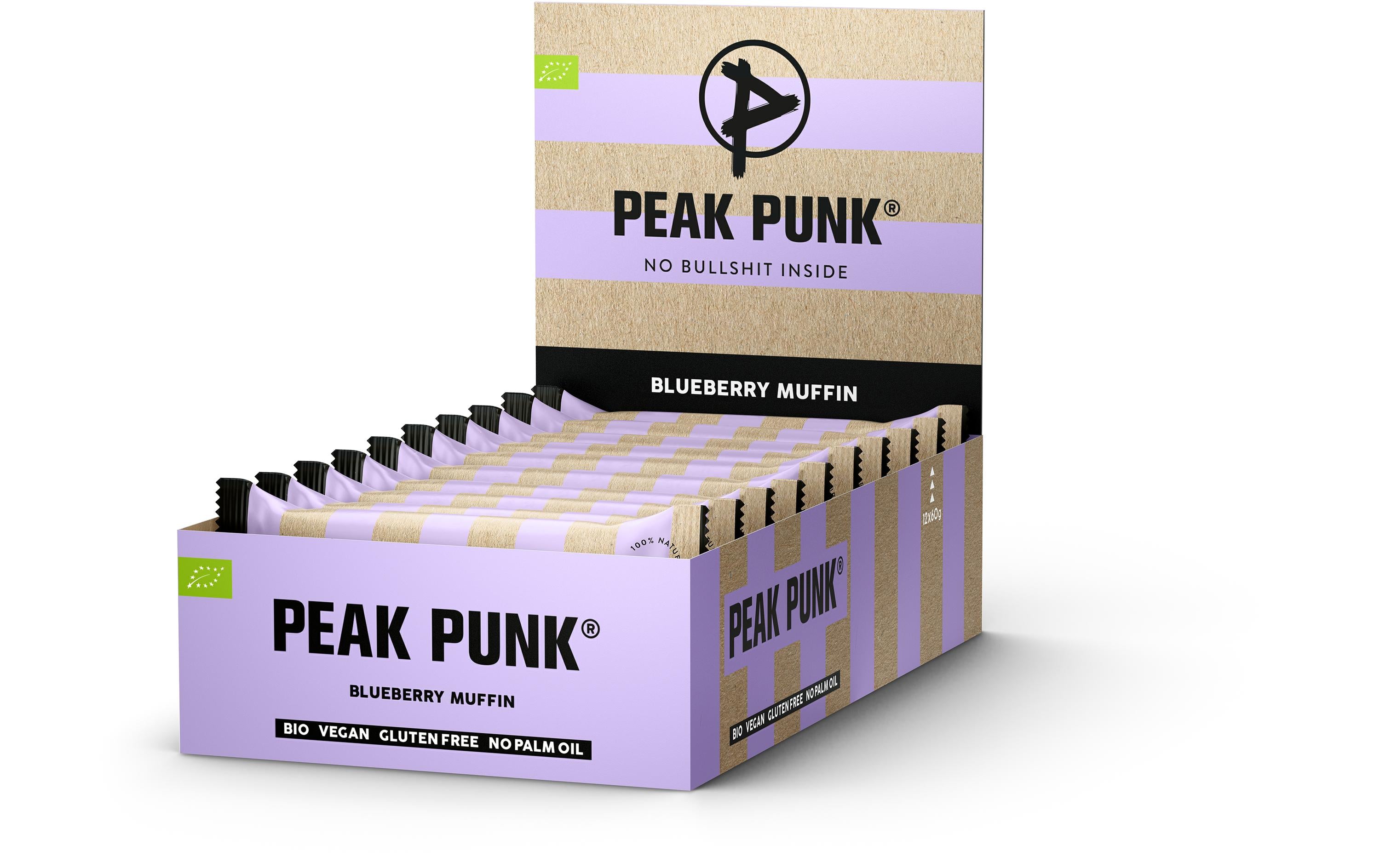 Peak punk Bio Hafer-Flapjack – Heidelbeer-Muffin, vegan – 12 × 60 g