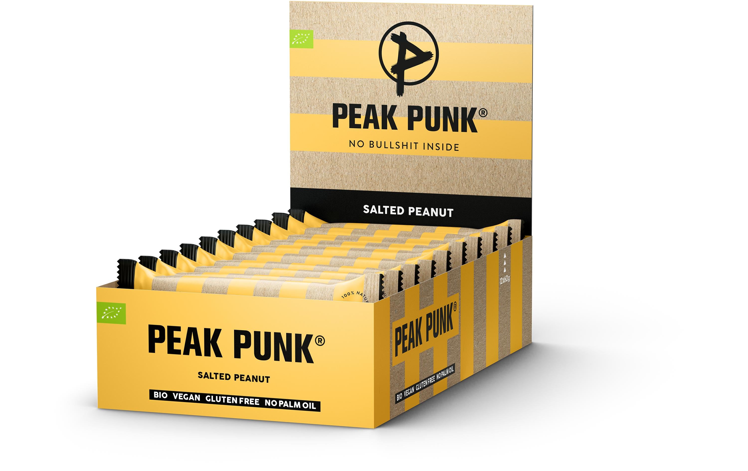 Peak punk Bio Hafer-Flapjack – Erdnuss, gesalzen, bio – 12 × 60 g