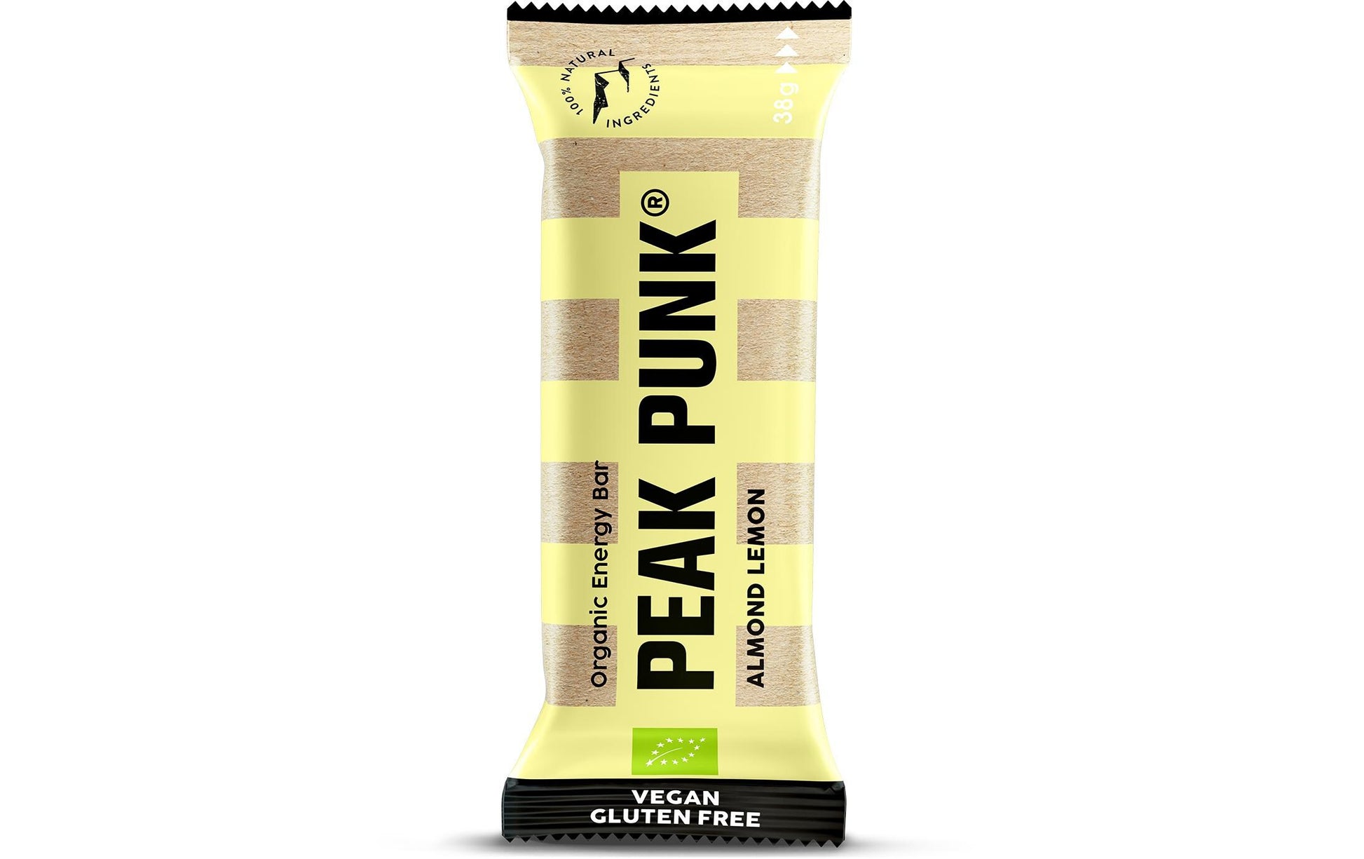 Peak punk Bio-Energie-Riegel Mandel & Zitrone, glutenfrei – 15 × 38 g