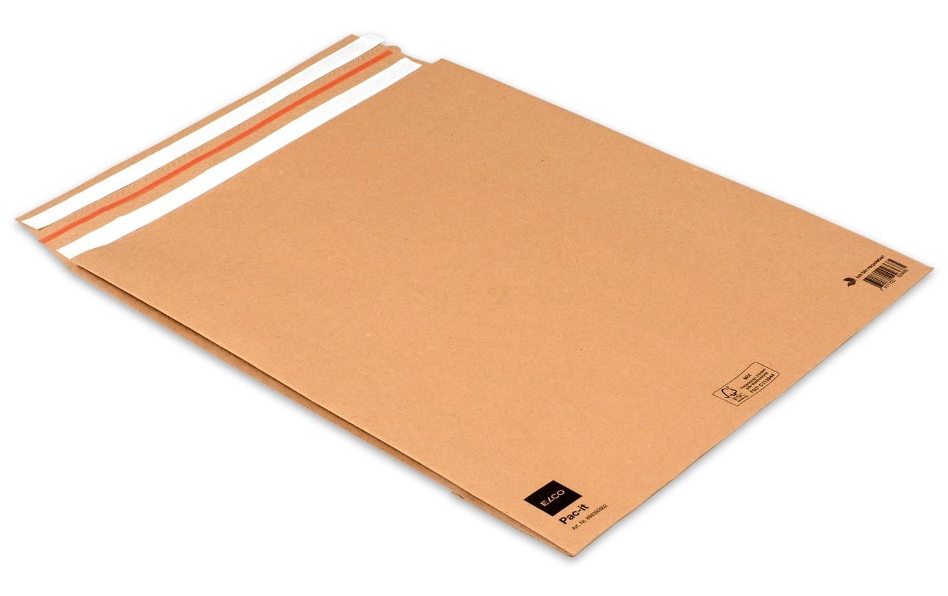 Elco Papierversandtasche – 380 × 475 × 80 mm, Seiten- und Bodenfalte, braun, Einsteckverschluss – 100 Stück