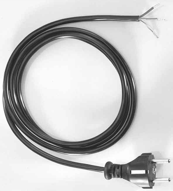 Bachmann Netzkabel – Schuko (CEE 7/7) – Offenes Ende, 2 m, 250 V/10 A, Schwarz