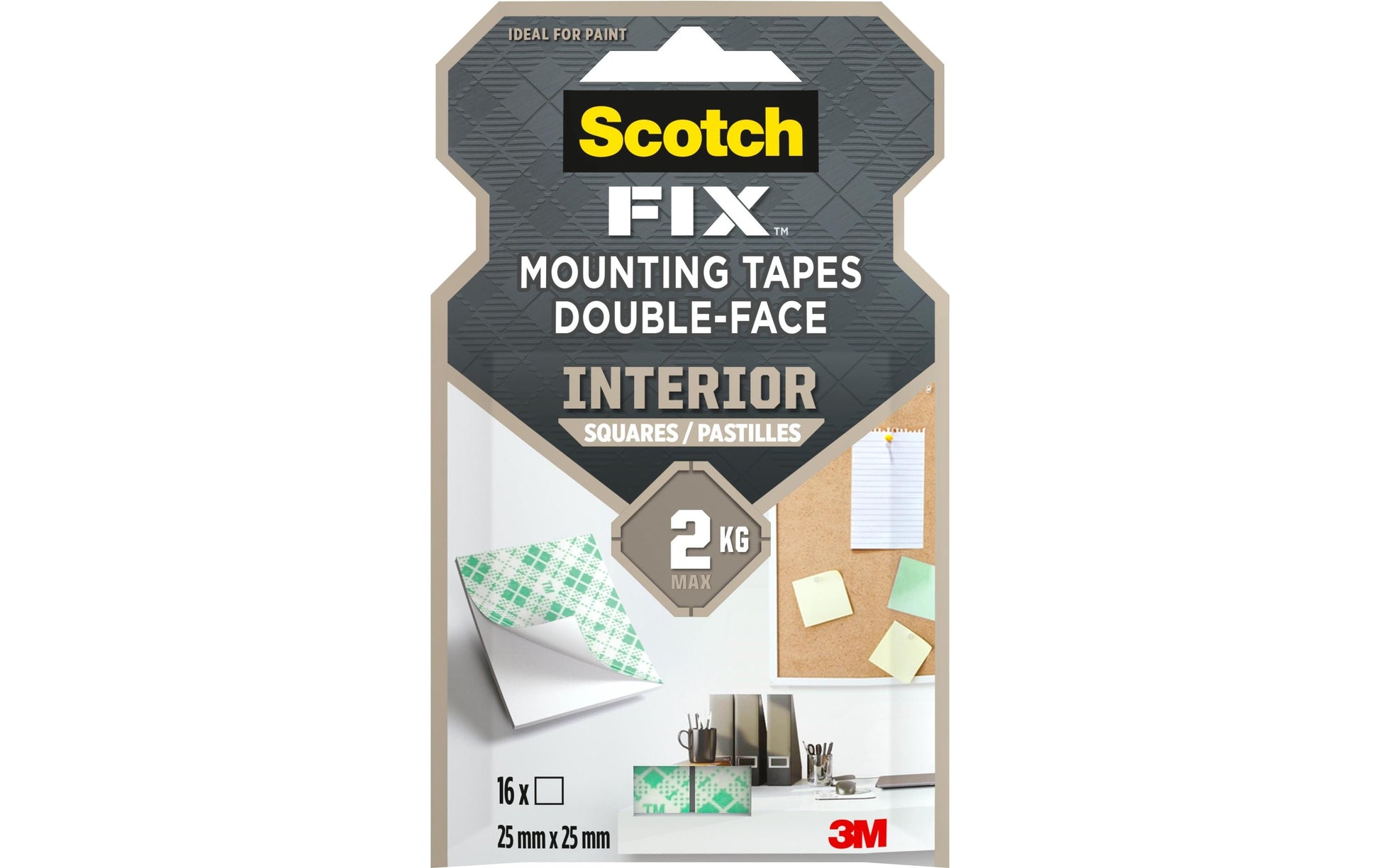 Scotch Montagequadrate Innen – 25 × 25 mm, weiss, bis 0,15 kg, 16 Stk.