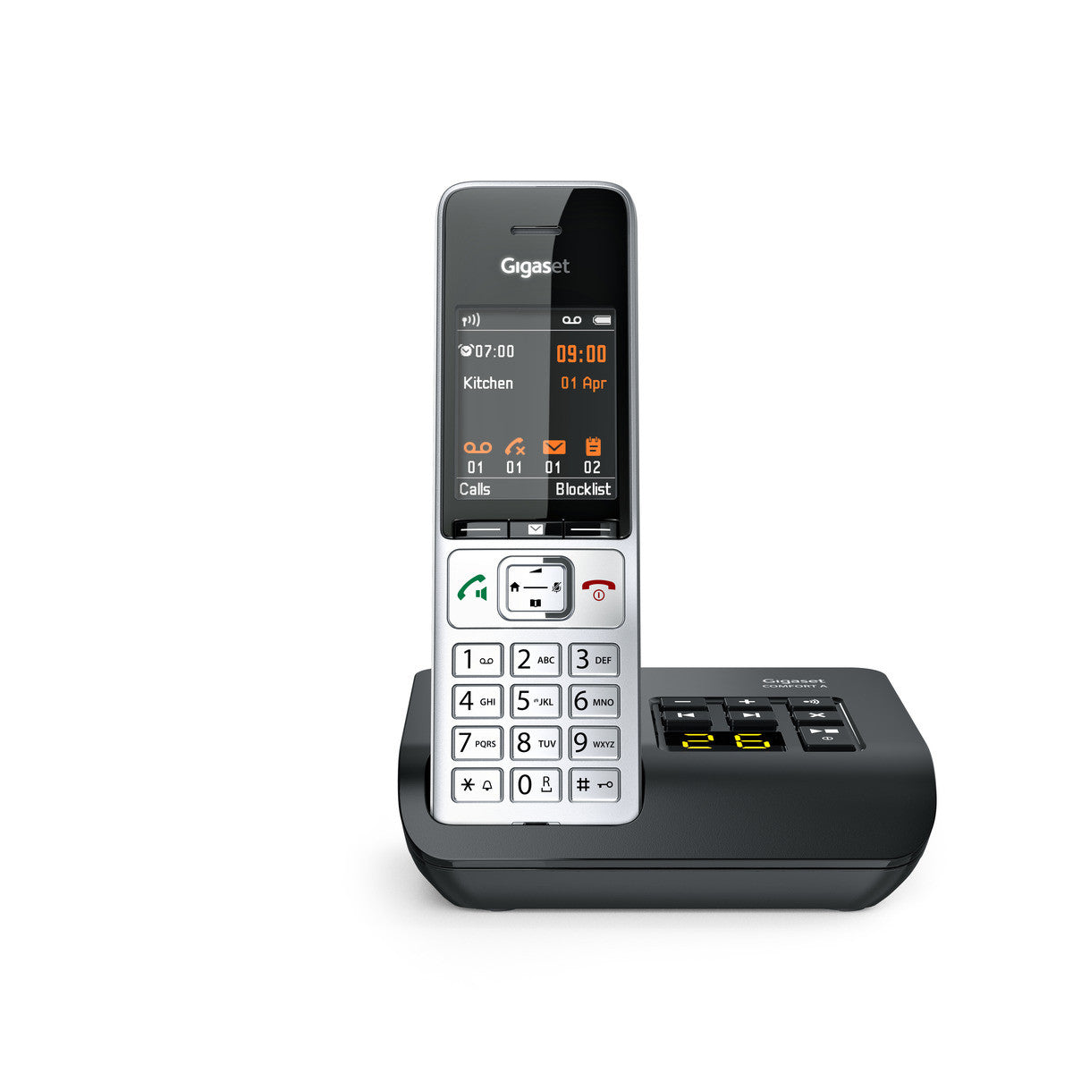 Gigaset Comfort 500A – DECT-Telefon mit Basis, 2,2", mit Anrufbeantworter, Freisprechen, silber