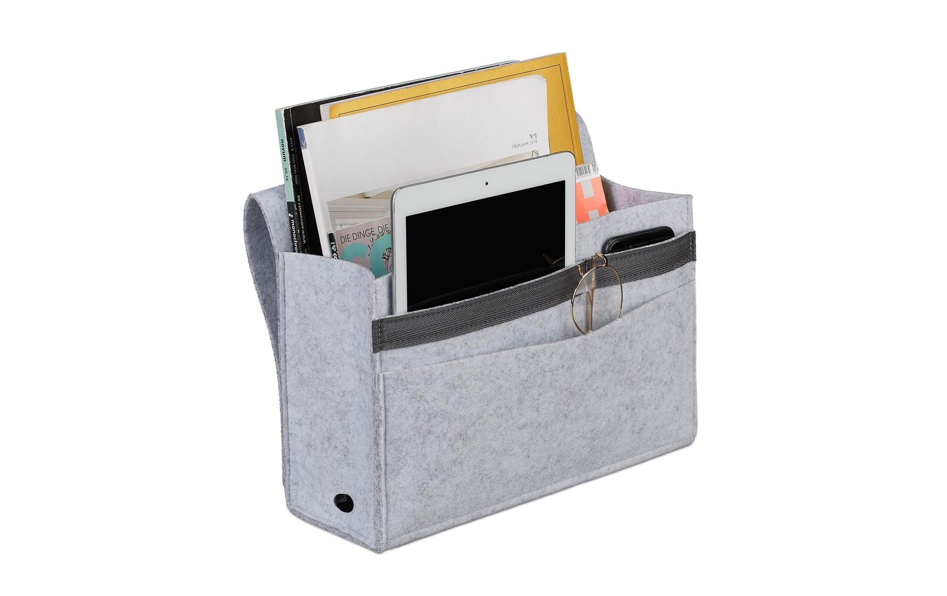 Relaxdays Aufbewahrungstasche – Filz – Grau – 6 Fächer, mit Klettverschluss – 315 × 270 × 50 mm
