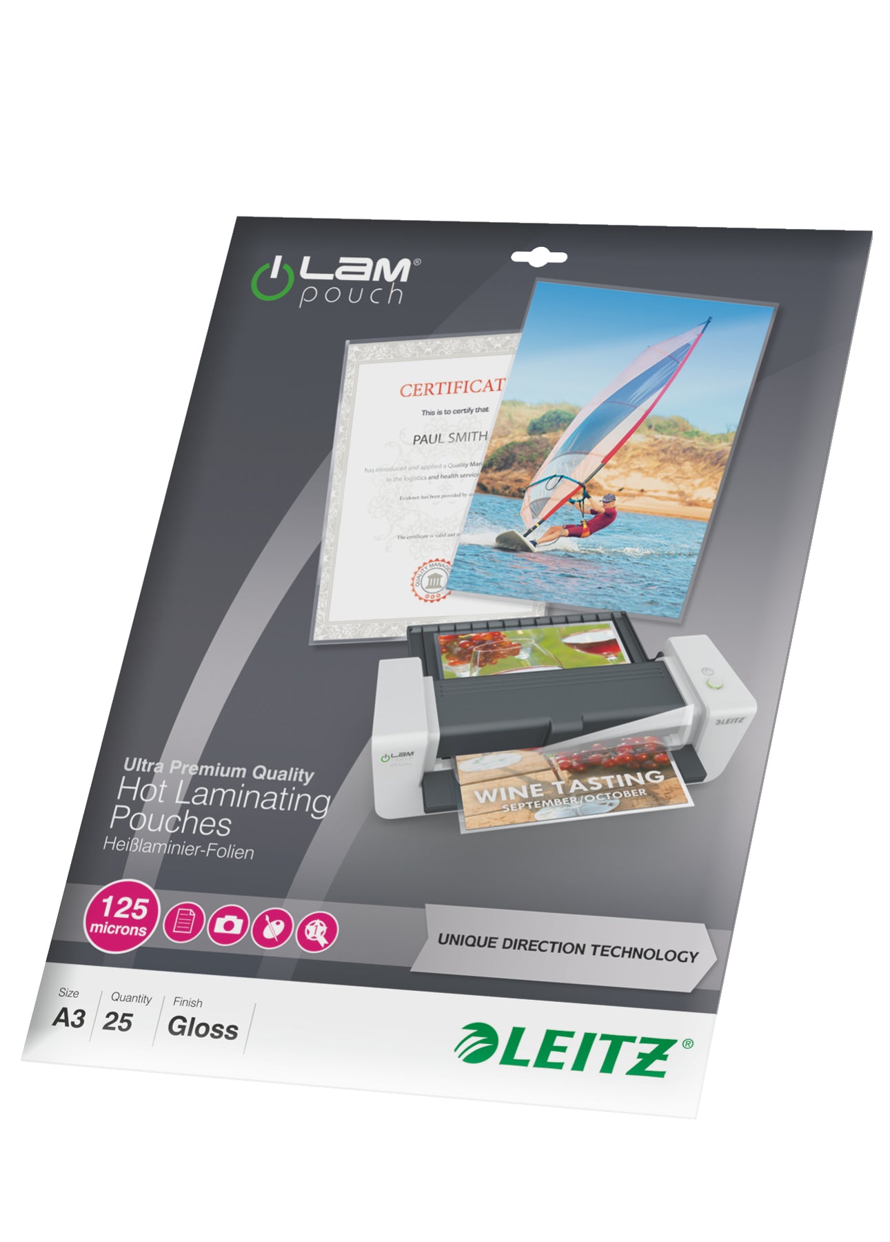 Leitz Laminierfolien A3, glänzend – 125 µm, 303 × 426 mm, 25 Stk.