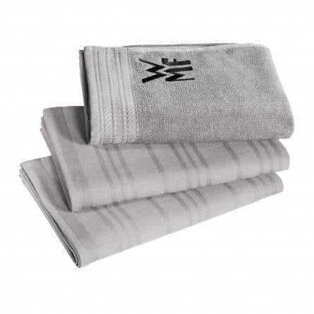 WMF ProfiSelect – Geschirrtücher 3er-Set, 48 × 40 cm, Baumwolle, Grau