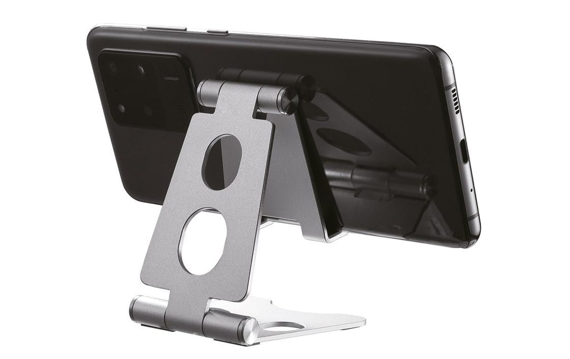 Neomounts Tischständer, faltbar, verstellbar – für bis 4,7" – Silber, Aluminium