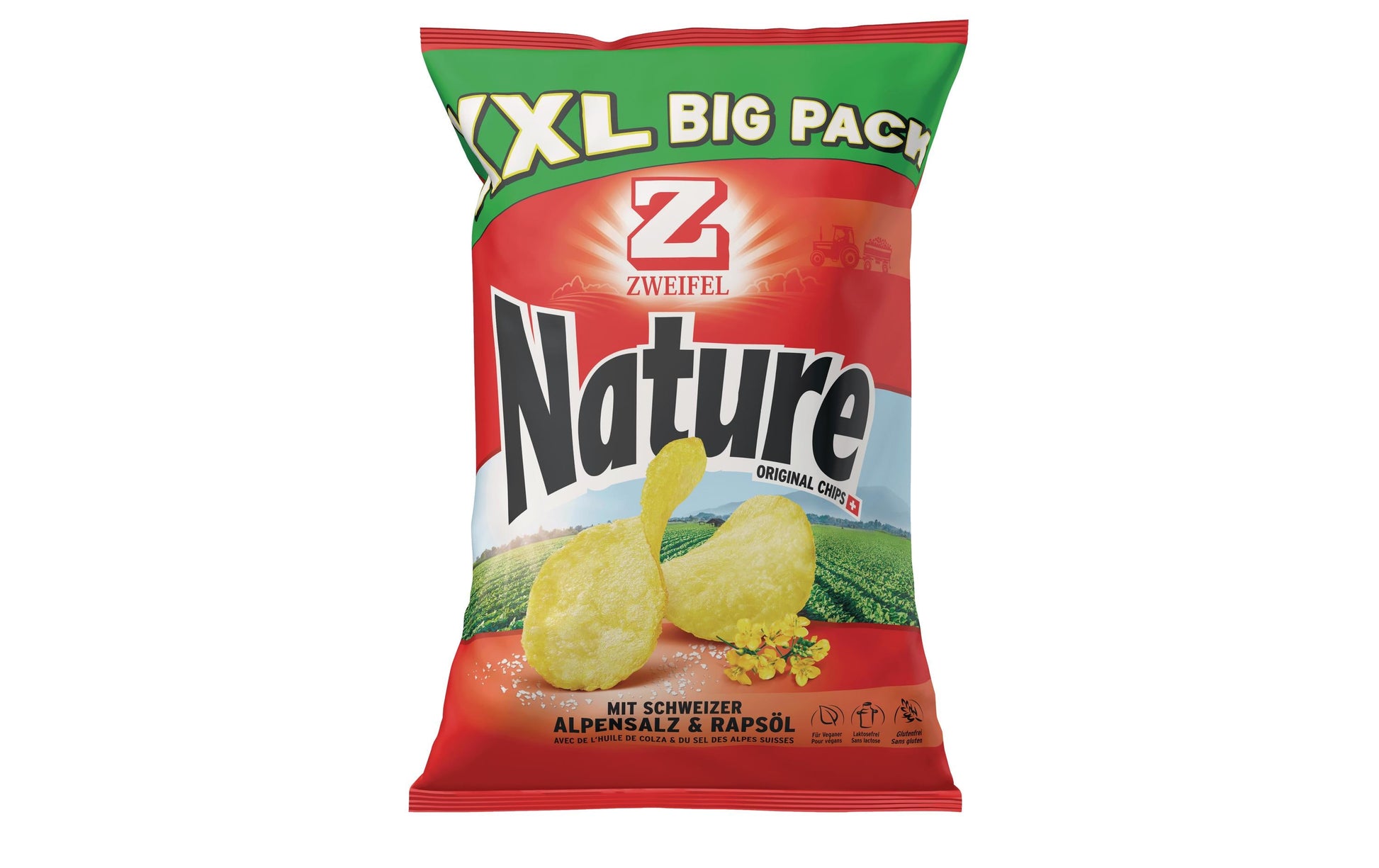 Zweifel Chips – Nature, vegan, glutenfrei, Beutel, 380 g