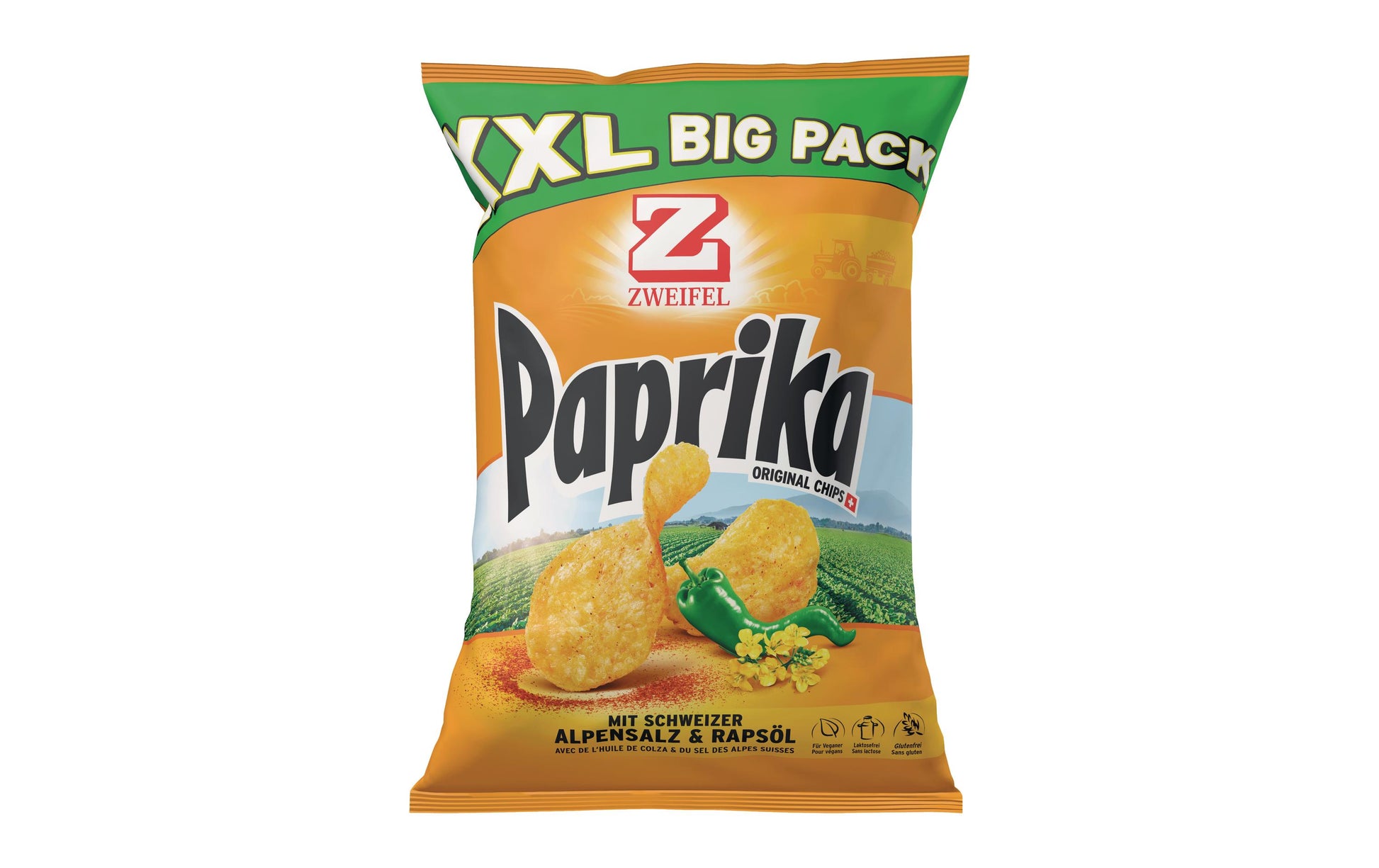 Zweifel Chips – Paprika, Beutel, 380 g, vegan, glutenfrei