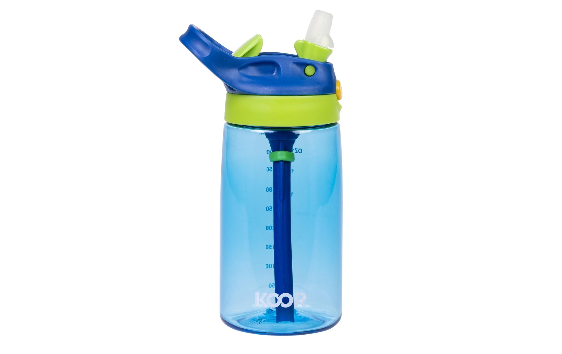 KOOR Kindertrinkflasche 450 ml – Druckknopfdeckel, Polypropylen (PP), Blau