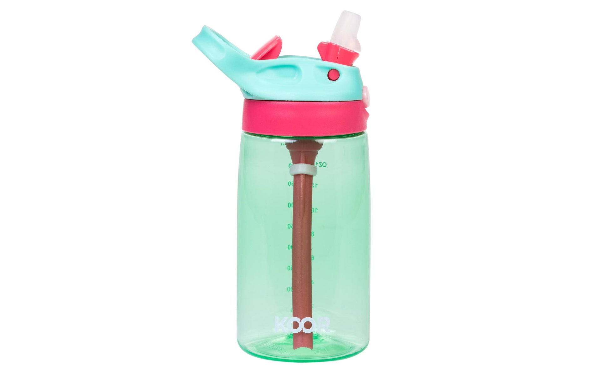 KOOR Kindertrinkflasche 450 ml – Druckknopfdeckel, Tritan, Grün
