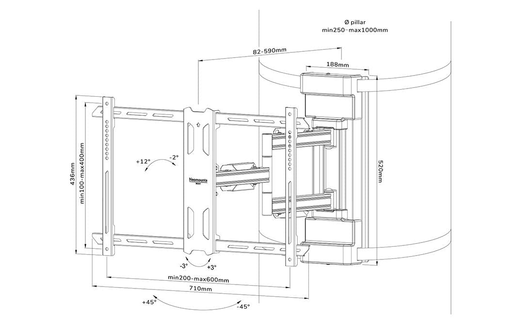 Neomounts WL40S-910BL16 – Wandhalterung, neigbar, für 55", VESA 200×100, bis 45 kg, schwarz