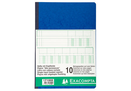 Exacompta Notizblock – A3 – liniert – 80 Seiten – 110 g/m² – 10 Spalten, Kopfleiste, schwarz/blau