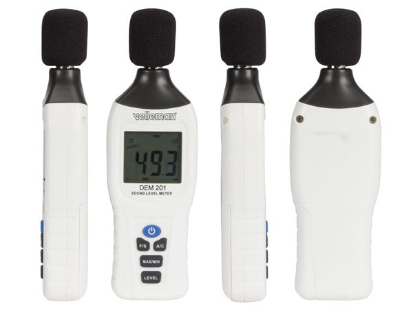 Velleman DEM201 – Schallpegelmessgerät, 30–130 dB, A-/C-Gewichtung, Langsam, Schnell