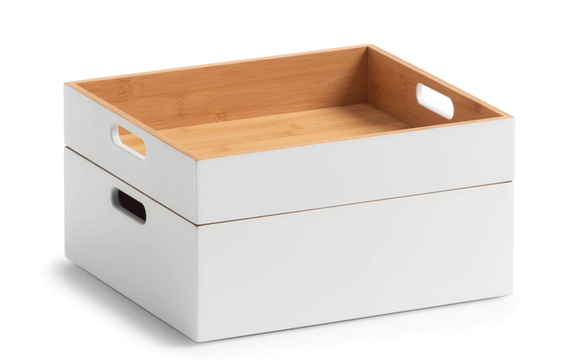 Zeller Present Aufbewahrungsbox – Bambus – Weiss – mit Griff – 300 × 105 × 270 mm