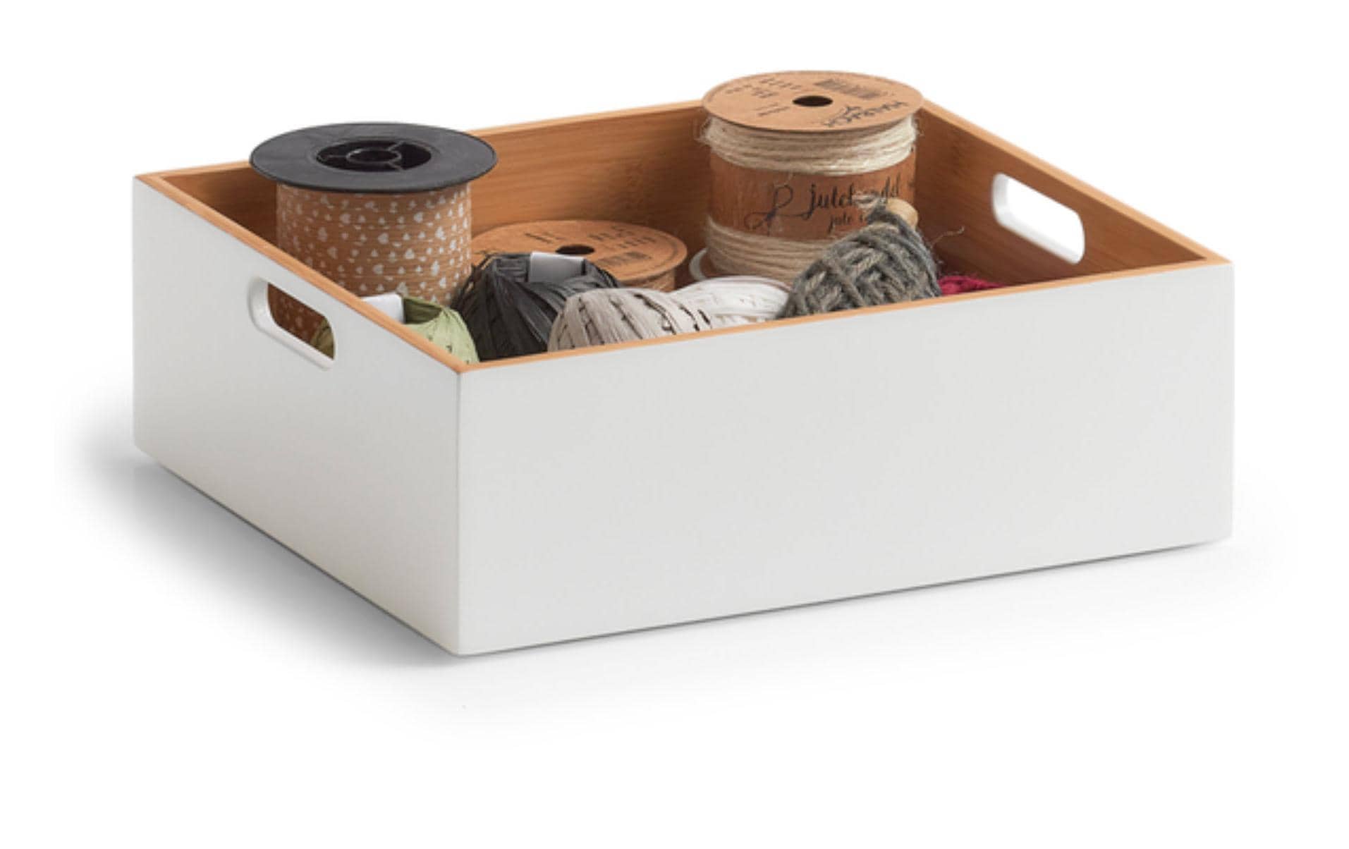 Zeller Present Aufbewahrungsbox – Bambus – Weiss – mit Griff – 300 × 105 × 270 mm