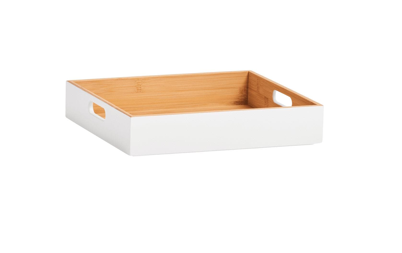 Zeller Present Aufbewahrungsbox (mit Griff) – Bambus – Weiss – 300 × 60 × 270 mm