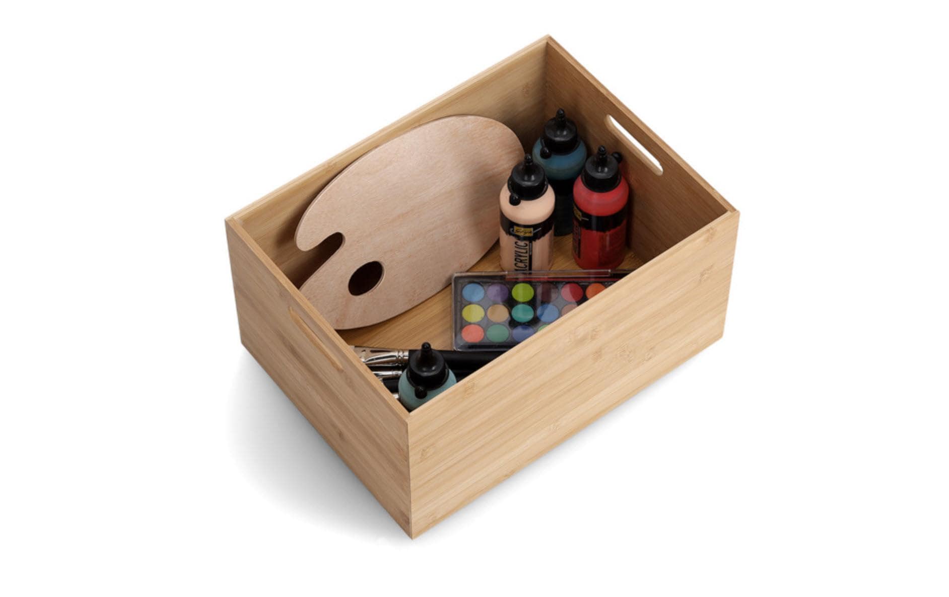Zeller Present Aufbewahrungsbox – Bambus – Natur – mit Griffen, stapelbar – 400 × 210 × 300 mm