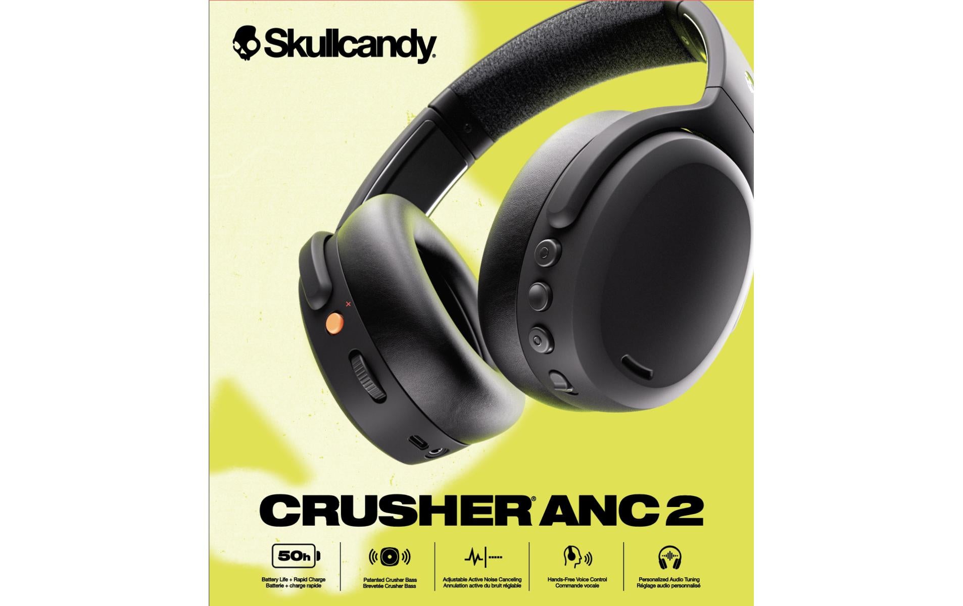 Skullcandy Crusher ANC 2 – Over-Ear Headset – Bluetooth 5.2, ANC, USB-C – Grau – bis 50 h