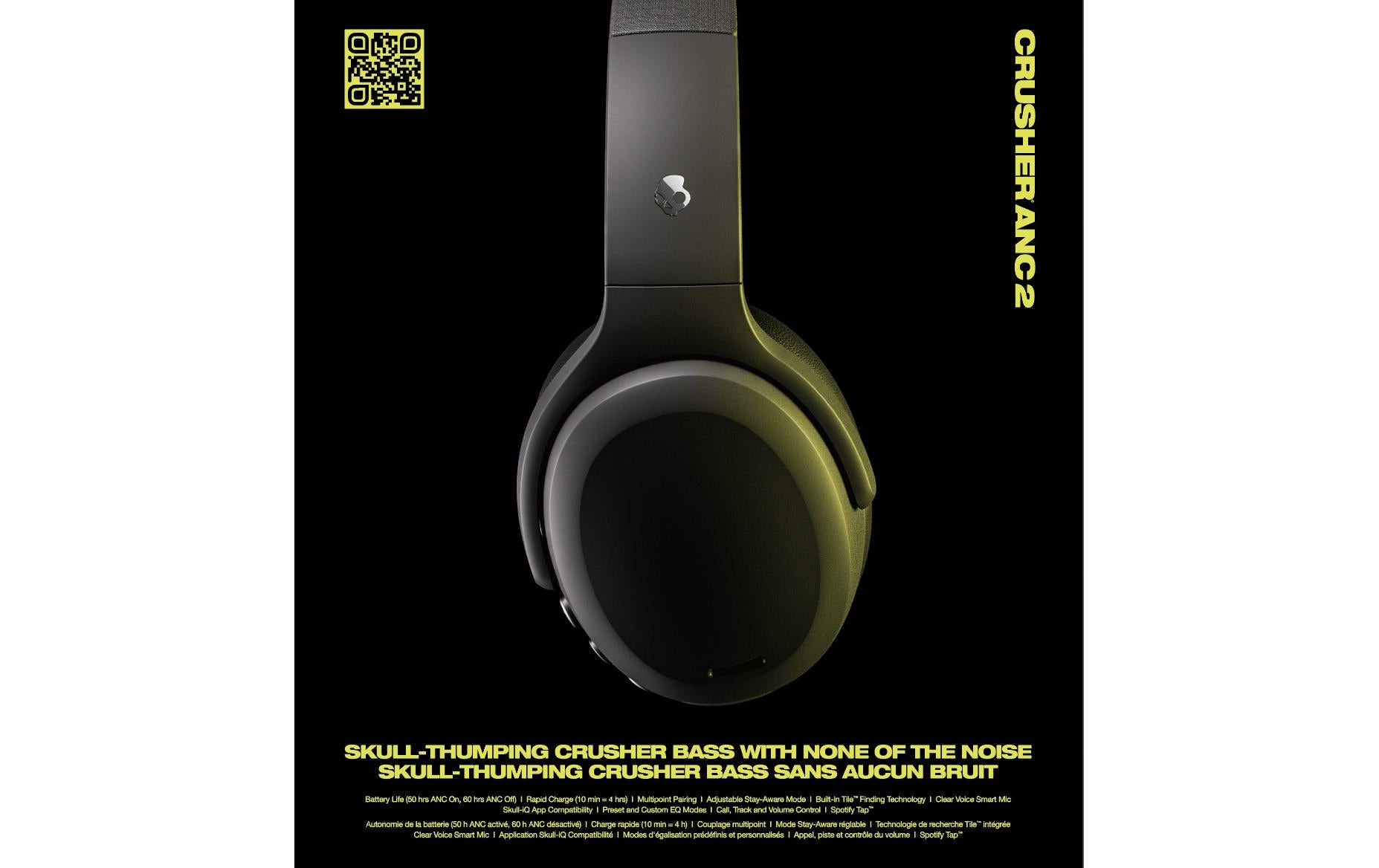 Skullcandy Crusher ANC 2 – Over-Ear Headset – Bluetooth 5.2, ANC, USB-C – Grau – bis 50 h