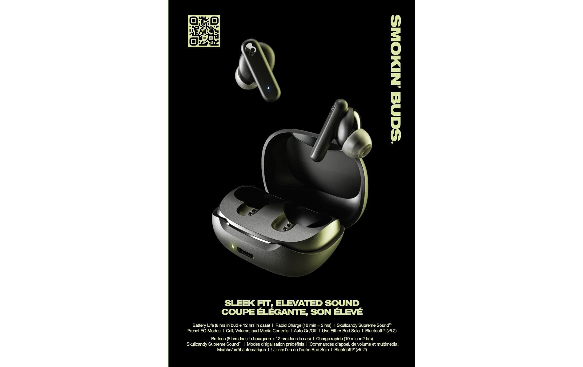 Skullcandy Smokin Buds TWS In-Ear – mit Ladecase, Schwarz, BT 5.2