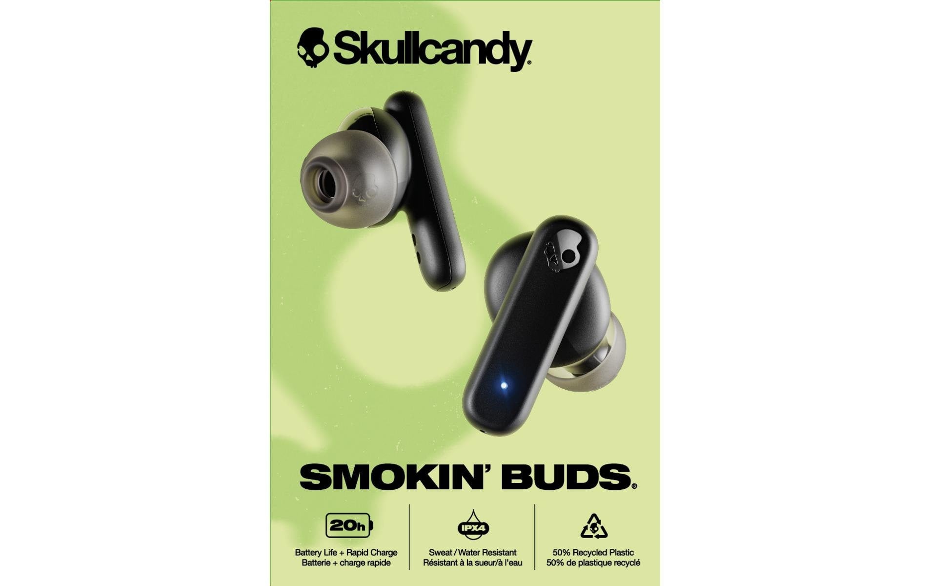 Skullcandy Smokin Buds TWS In-Ear – mit Ladecase, Schwarz, BT 5.2