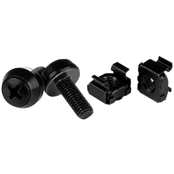 StarTech.com Schrauben + Käfigmuttern M6 – 12 mm, Schwarz, 50 Stk.